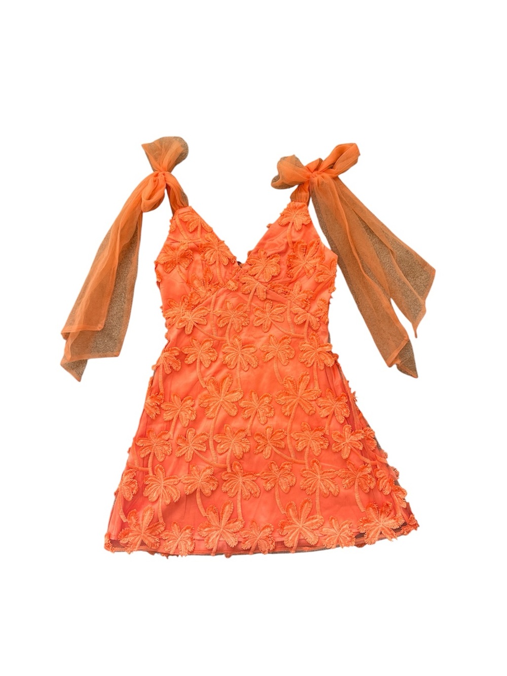 NWT Hello Molly Orange Floral Applique Mini Dress